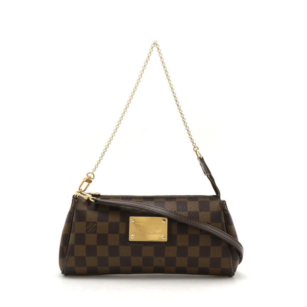 LOUIS VUITTON Damier Eva Accessory Pouch Clutch Bag Chain Hobo